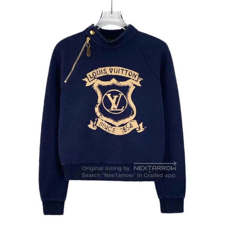Louis Vuitton Louis Vuitton 22 navy zip logo print cotton crew neck long Size US S / EU 44-46 / 1 - 1 Thumbnail