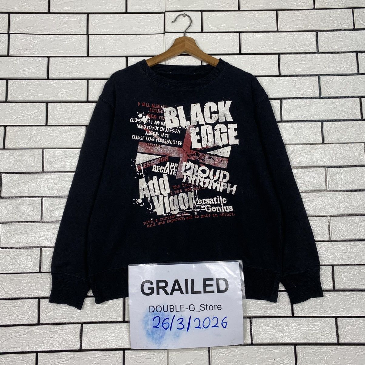 Japanese Brand Punk Design Biker Sweatshirt Black Edge Big Logo Size US M / EU 48-50 / 2 - 1 Thumbnail