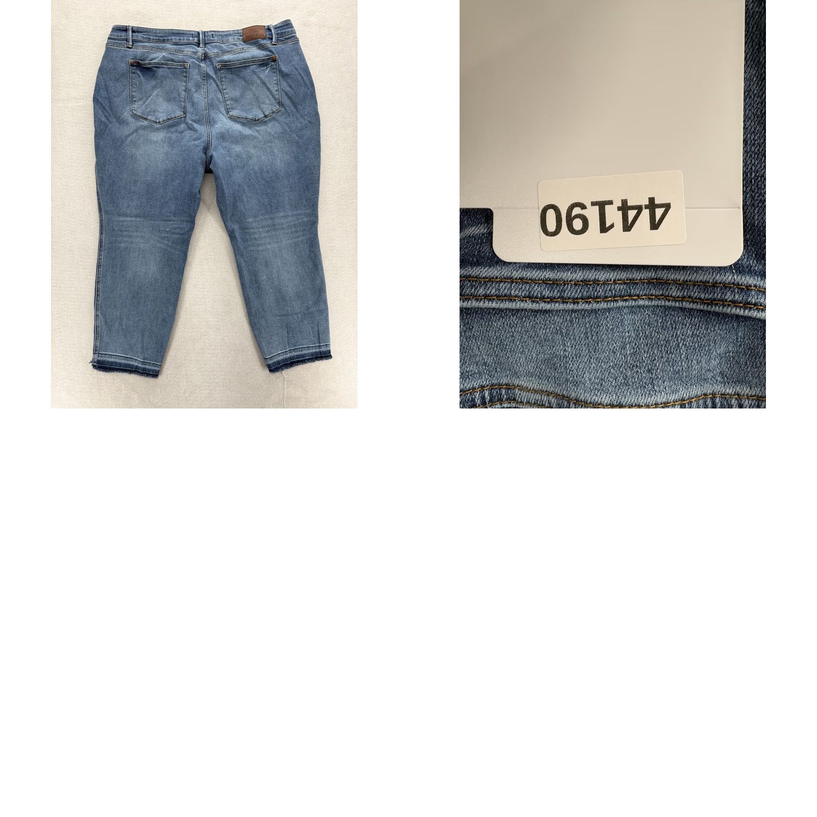 Denime Judy Blue Jeans 24W Boyfriend Fit Ankle Distressed Hem Blue Denim Preppy Womens Size 42" / US 20 - 9 Thumbnail