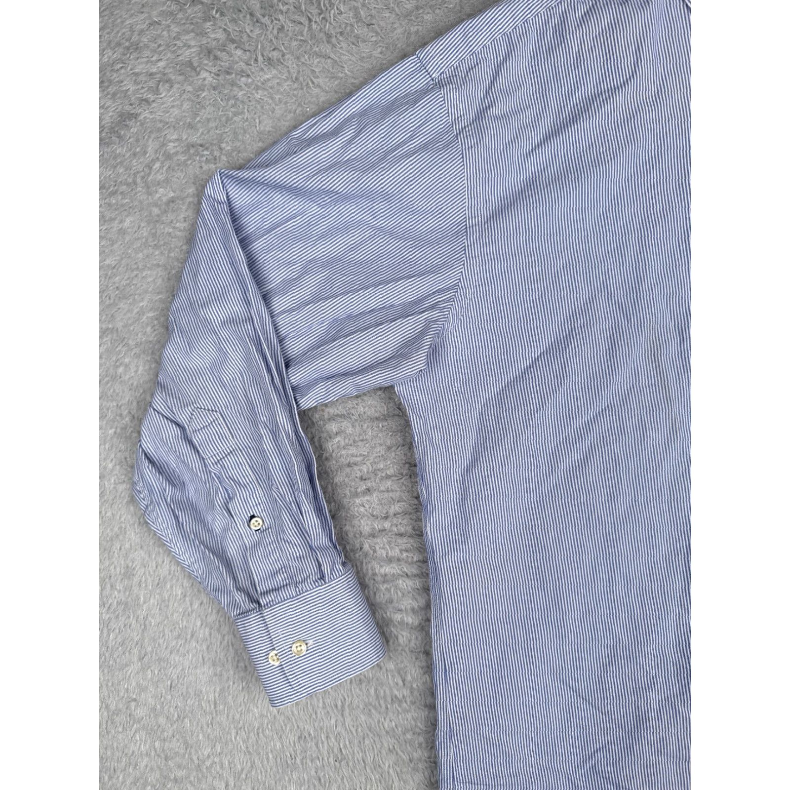Tommy Hilfiger Tommy Hilfiger Shirt Men Large Blue Stripe Button Up Long Sleeve Pocket-Down Collar. Size US L / EU 52-54 / 3 - 3 Thumbnail