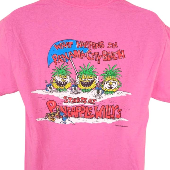 Vintage Pineapple Willys T Shirt Mens Size Medium Pink Florida Panama City Beach Beach Vacation Souvenir Shirt Mens Size US M / EU 48-50 / 2 - 2 Thumbnail