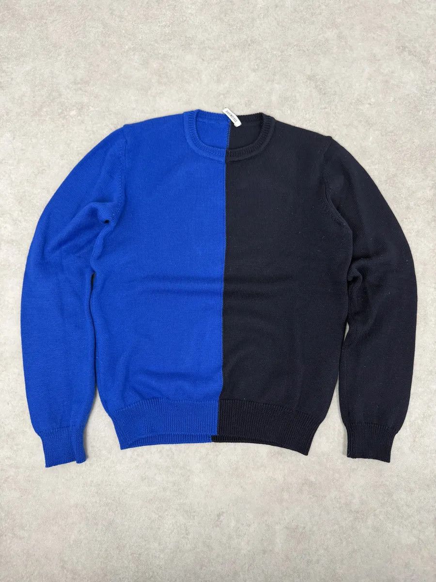 Dirk Bikkembergs 2000s Bikkembergs Two Tone Blue & Black Wool Sweater Size US S / EU 44-46 / 1 - 5 Thumbnail