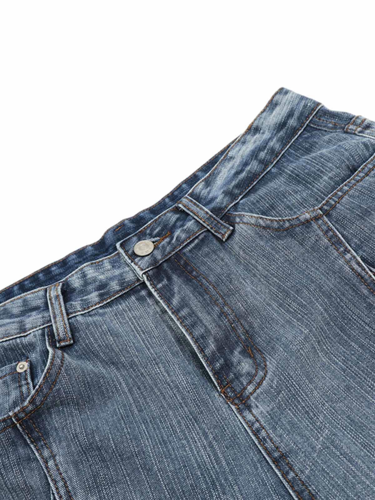 Japanese Brand Washed Distressed Deconstructed Riveted Jorts Size ONE SIZE - 5 Thumbnail