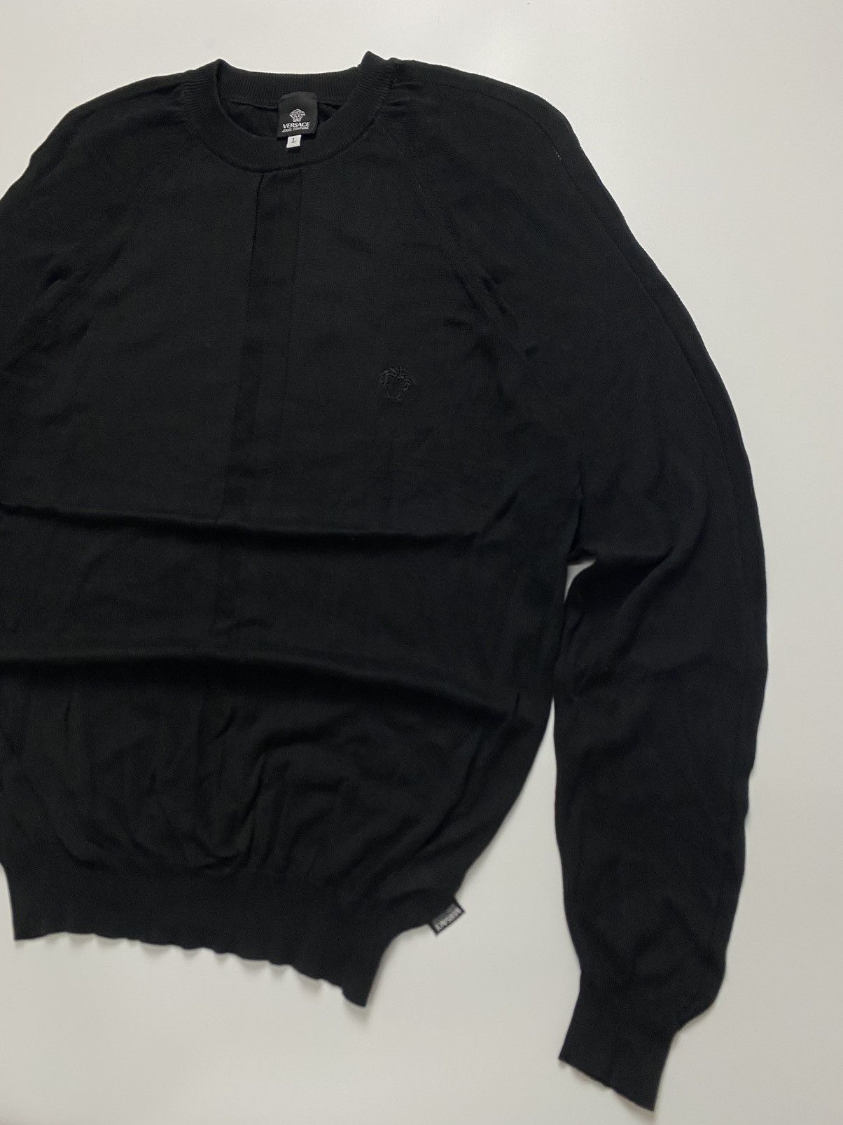 Versace Jeans Couture Versace Jeans Couture Knitwear embroidery logo shirt black Size L / US 10 / IT 46 - 2 Thumbnail
