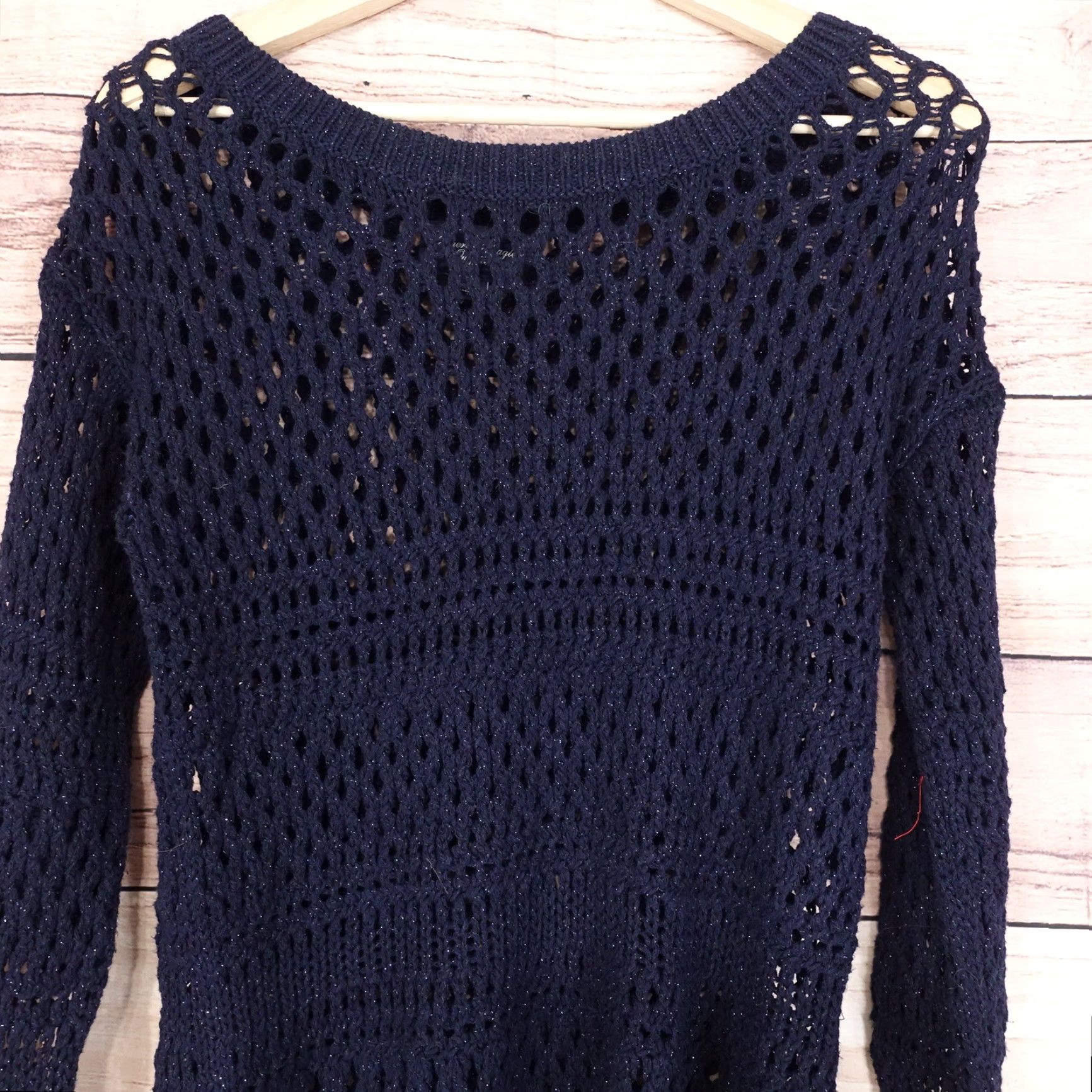 American Eagle Outfitters Vintage American Eagle Outfitters Women's Blue Lace Sweater Size Small Casual Pullover Size S / US 4 / IT 40 - 2 Thumbnail