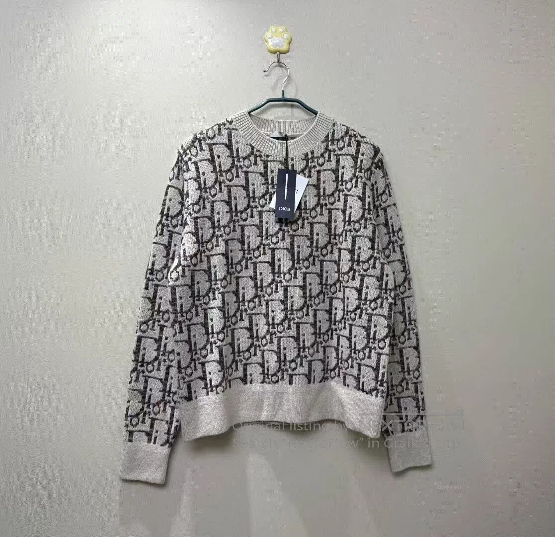 Dior dior logo sweater in beige, size L. Size L / US 10 / IT 46 - 1 Thumbnail