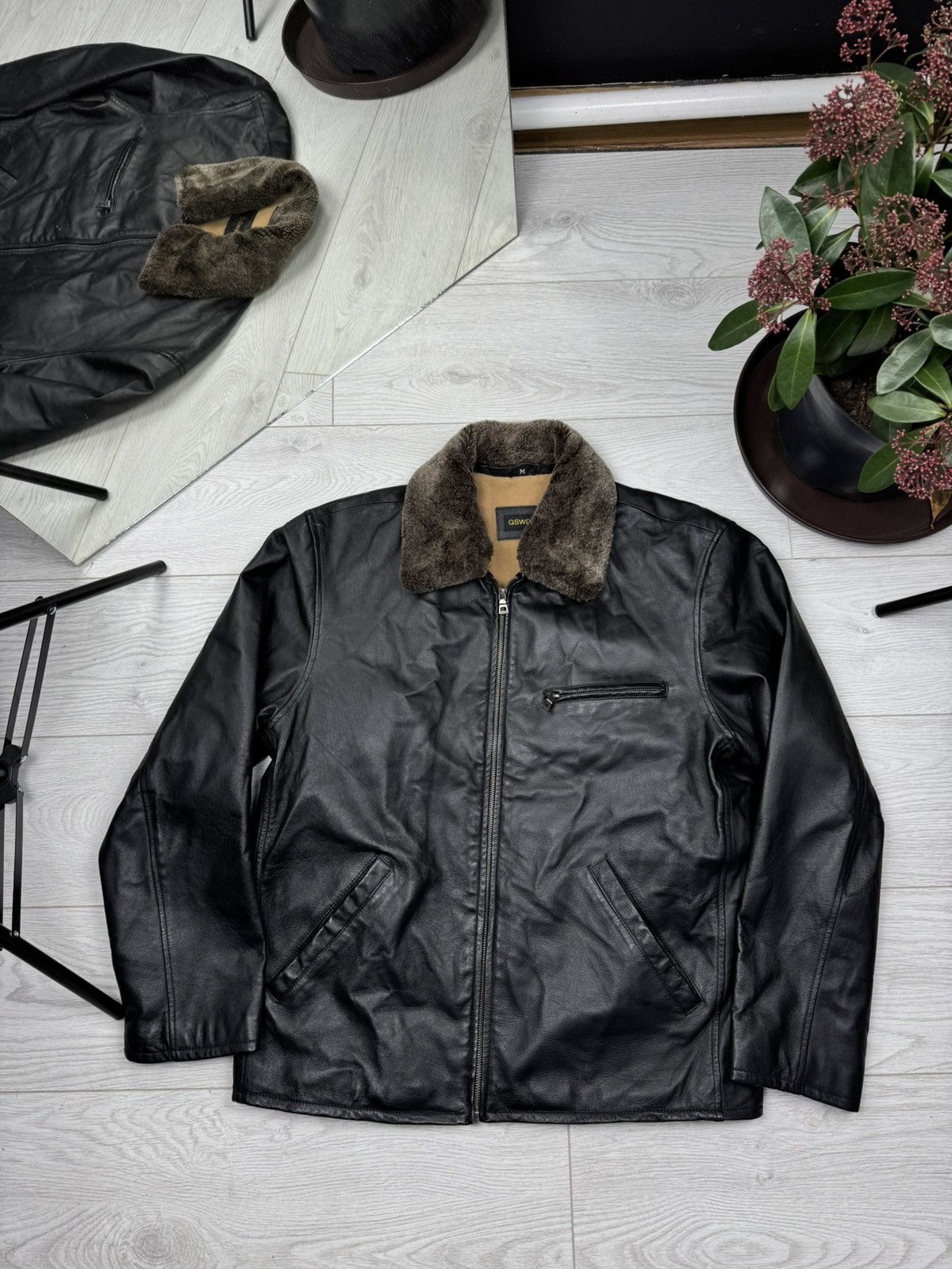 Vintage Trapper Distressed Racing Leather Jacket