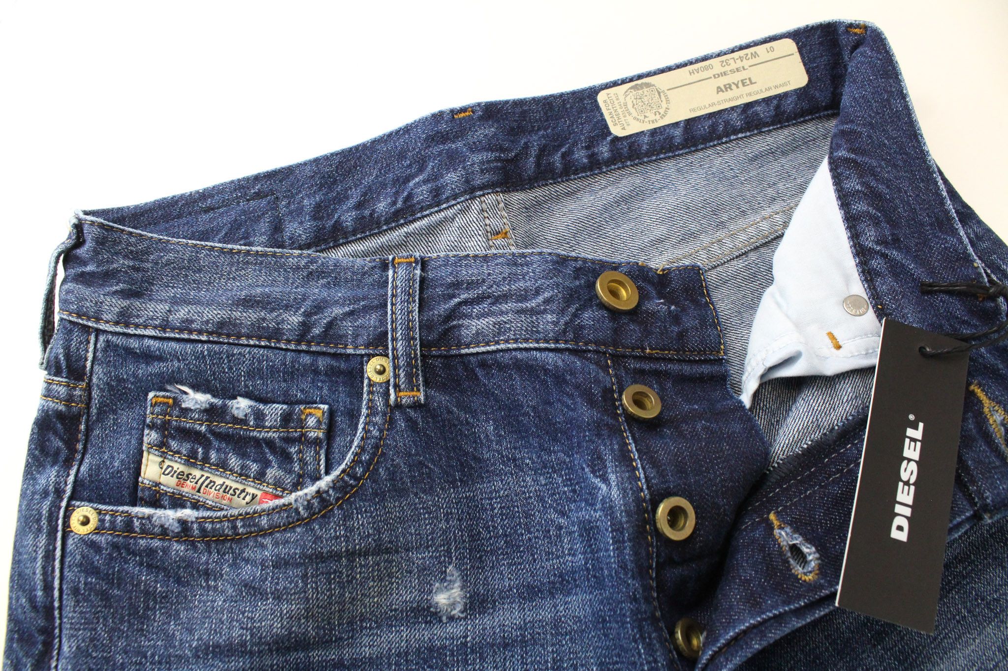 Diesel ARYEL 080AH W24/L32 Blue Ripped Jeans 71394 Size 24" / US 00 / IT 34 - 3 Thumbnail