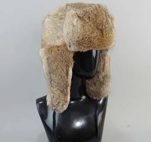 Other Warm Natural Rabbit Fur Bomber Hat With Earflaps Size ONE SIZE - 3 Thumbnail