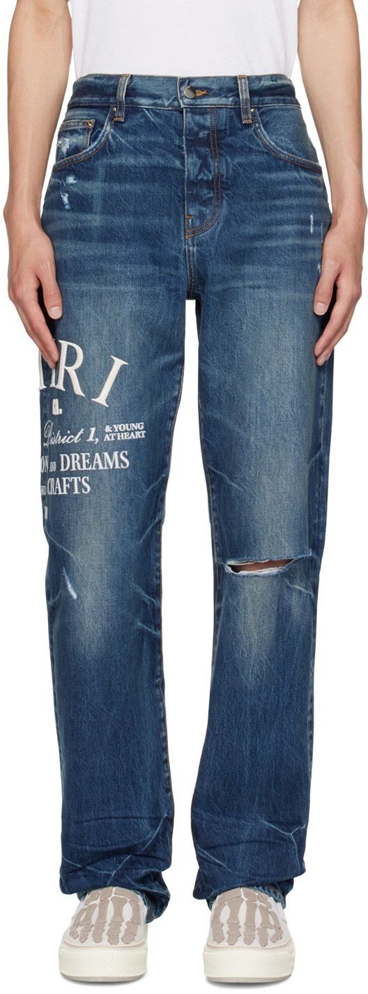 Amiri o1w1db10125 Embroidered Jean in Blue Size US 34 / EU 50 - 2 Thumbnail