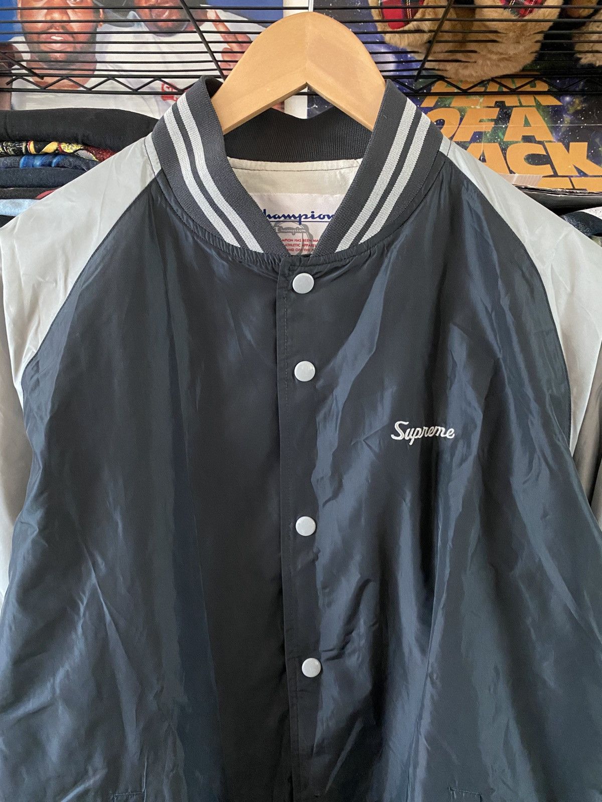 Champion × Supreme Supreme Champion Warm Up Coaches Jacket Black Grey 2011 Size US M / EU 48-50 / 2 - 2 Thumbnail