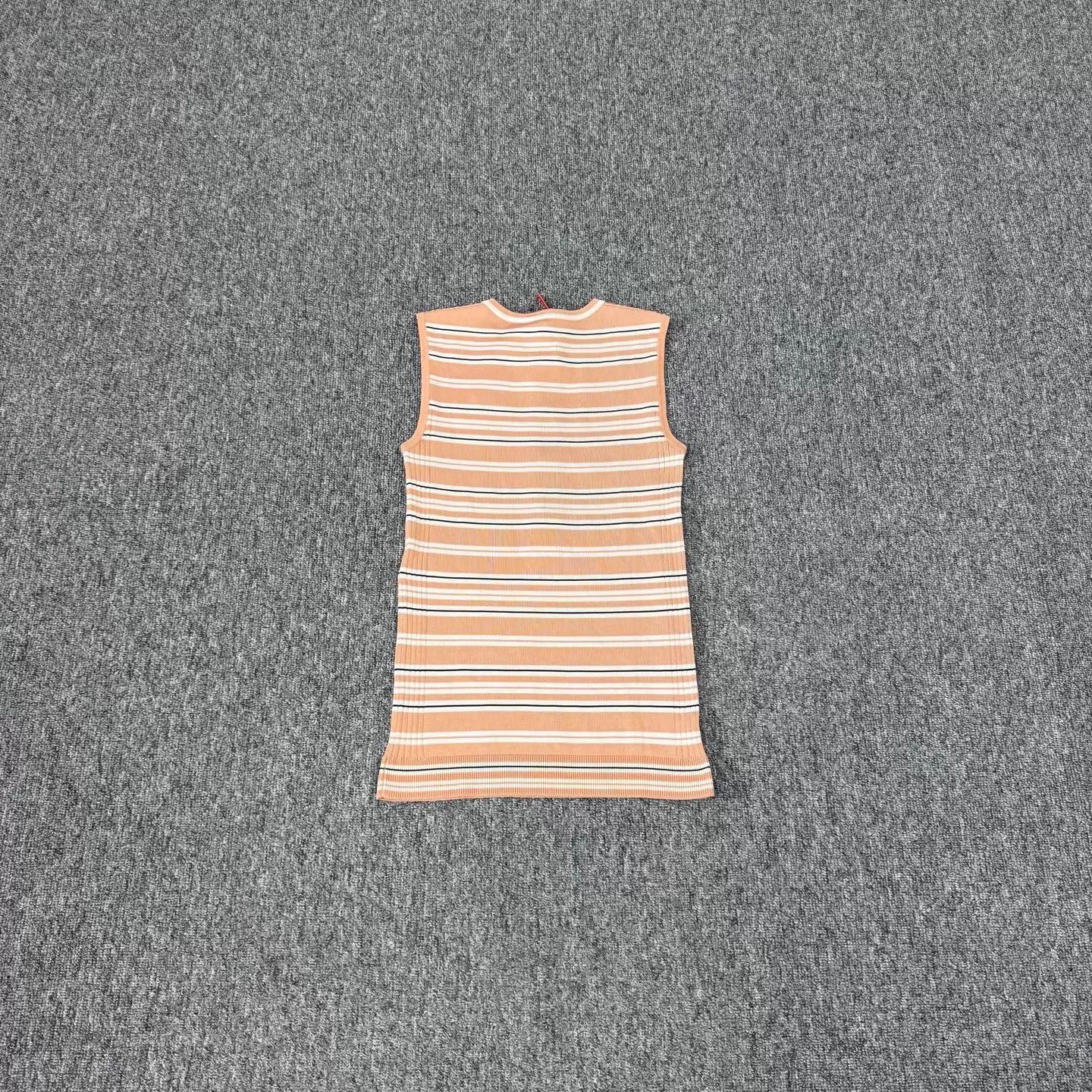 Louis Vuitton LV Orange Striped Print Mulberry Silk Sleeveless Tank XS Size XS / US 0-2 / IT 36-38 - 2 Thumbnail