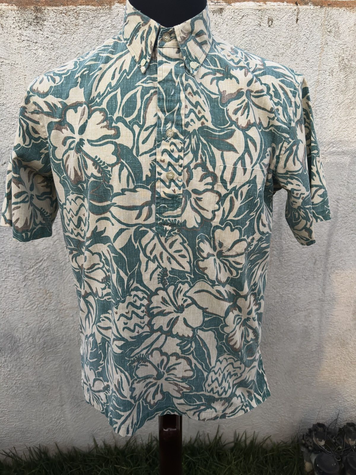 Reyn Spooner PreOwned Reyn Spooner Hawaiian Print Green/Cream Men's S Size US S / EU 44-46 / 1 - 1 Thumbnail