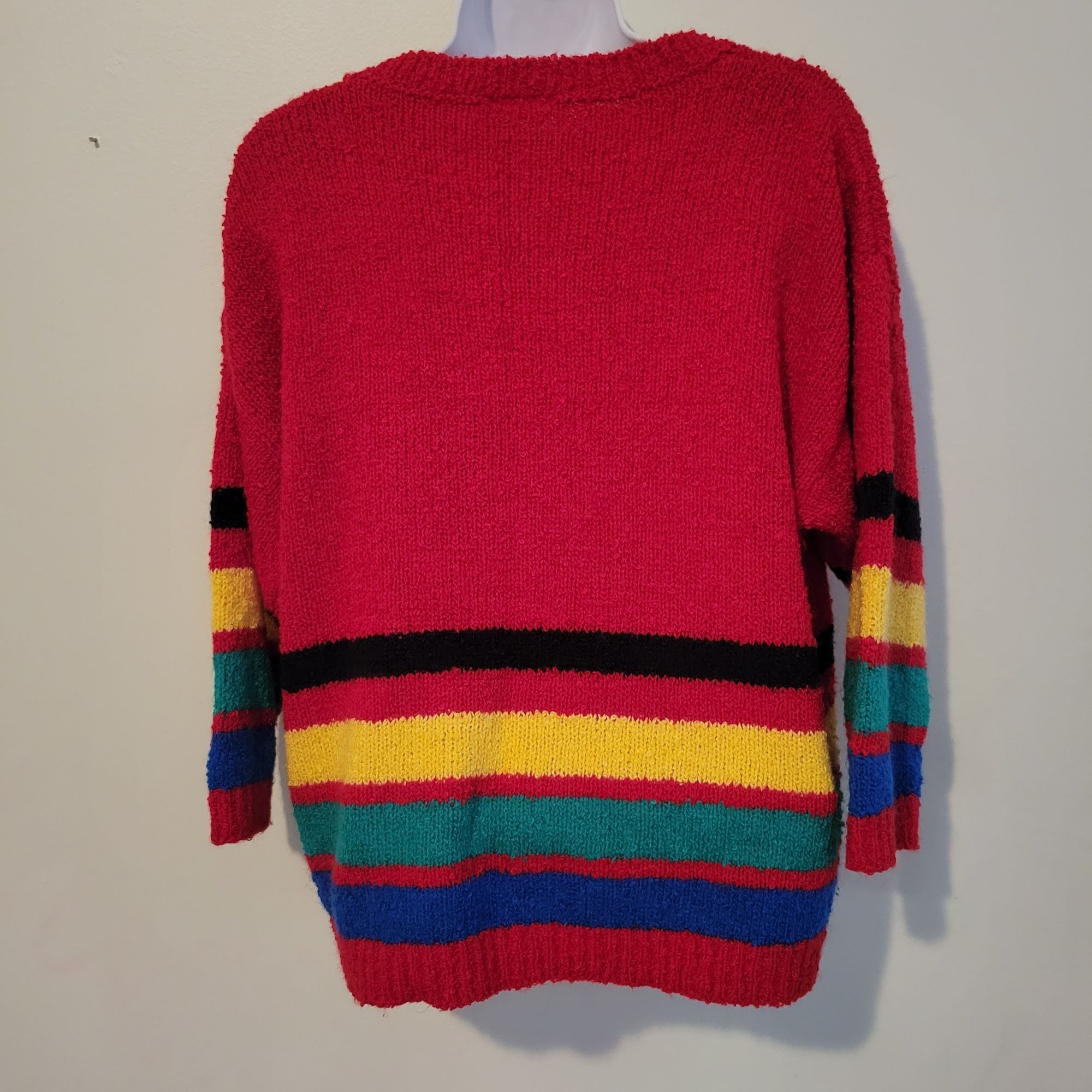 Beldoch Popper M Striped Red Pullover Sweater Primary Colors
