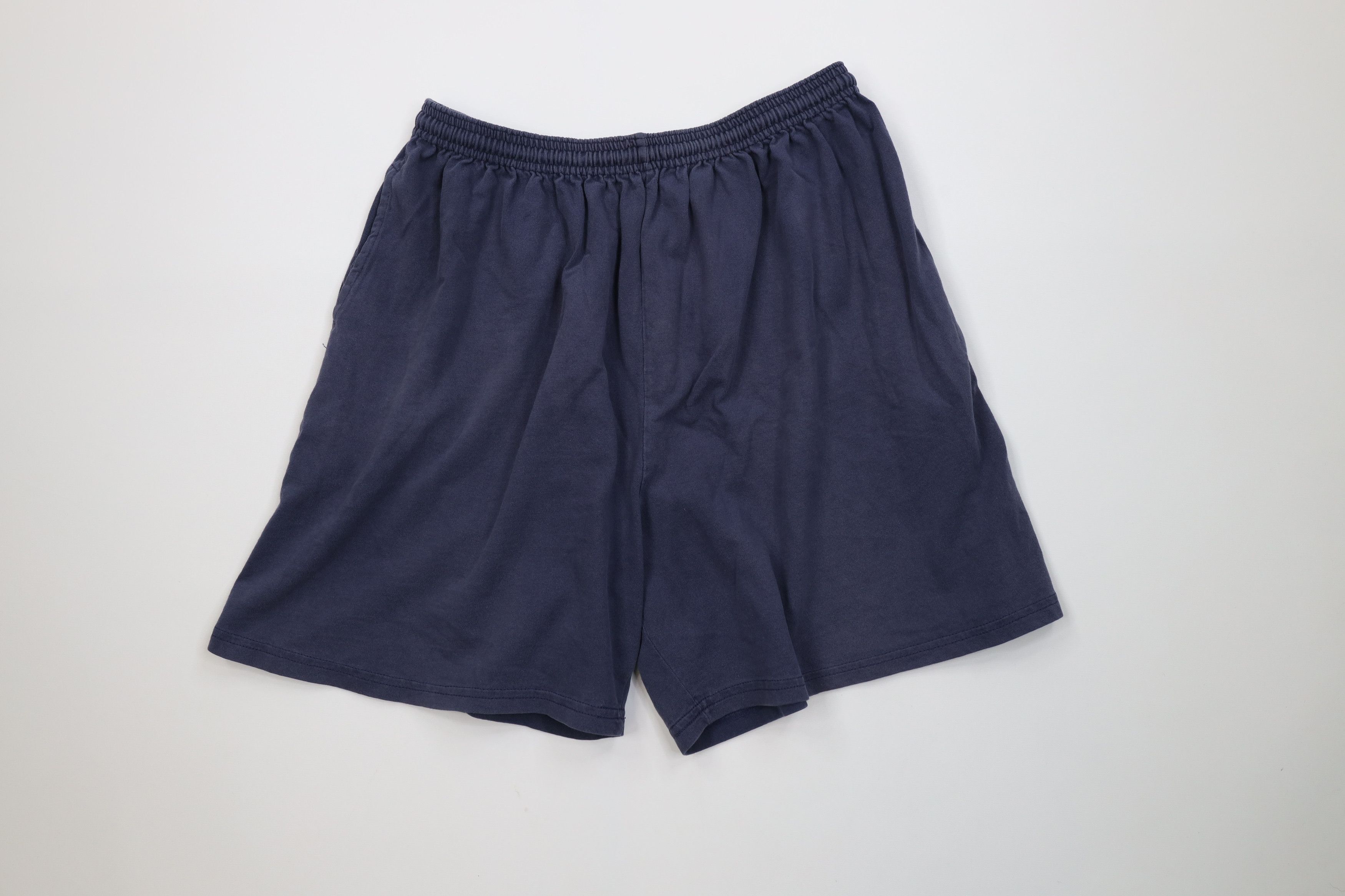 Vintage Vintage 90s Y2K Streetwear Blank Above Knee Dad Shorts Blue Size US 34 / EU 50 - 1 Thumbnail