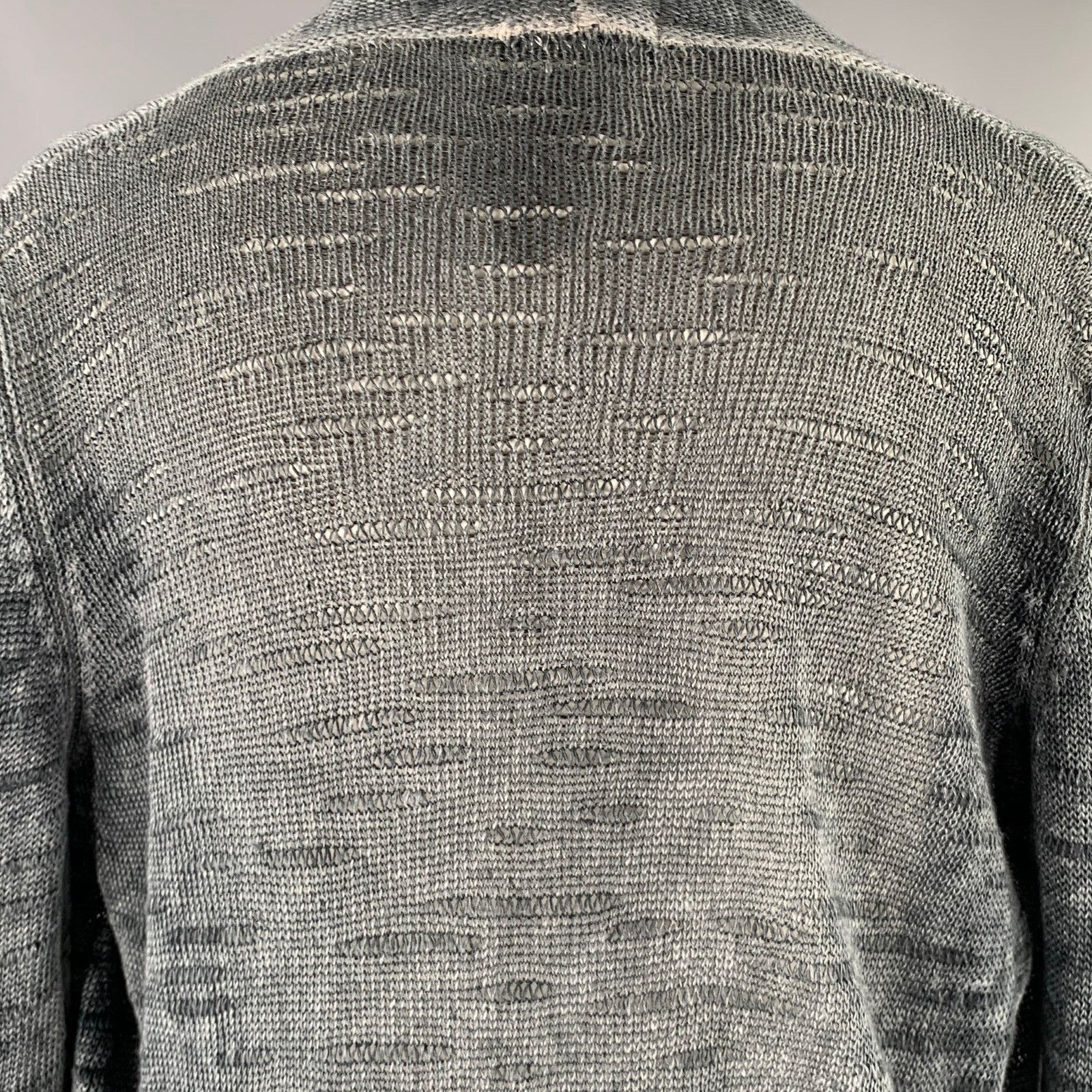 Avant Toi AVANT TOI Grey Charcoal Linen Marbled Open Front Cardigan Size M / US 6-8 / IT 42-44 - 5 Thumbnail