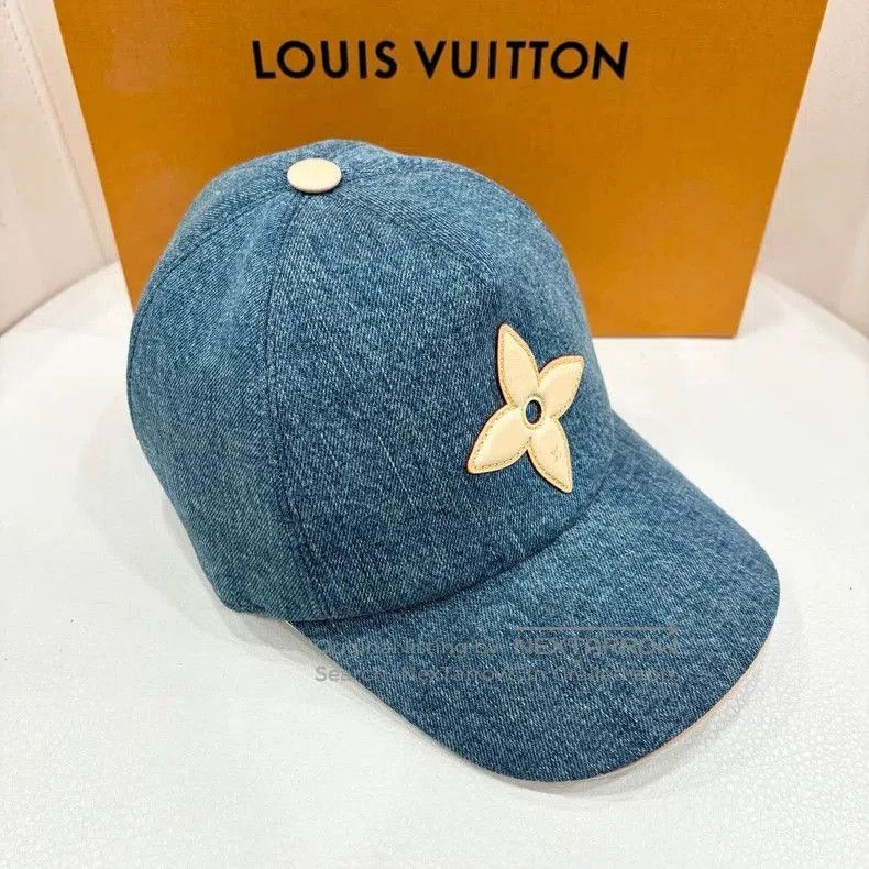 Louis Vuitton LV Denim Baseball Cap with Flower Logo. Size ONE SIZE - 2 Thumbnail