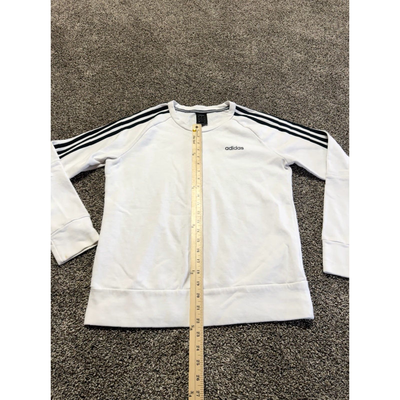 Adidas Adidas Womens Sweatshirt Striped White Medium Soft Fleece Pullover Size M / US 6-8 / IT 42-44 - 7 Thumbnail