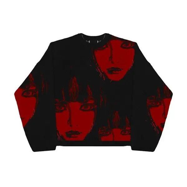 VIBE Vintage Knitted Sweater Harajuku Ukiyo-e Style Size ONE SIZE - 1 Thumbnail