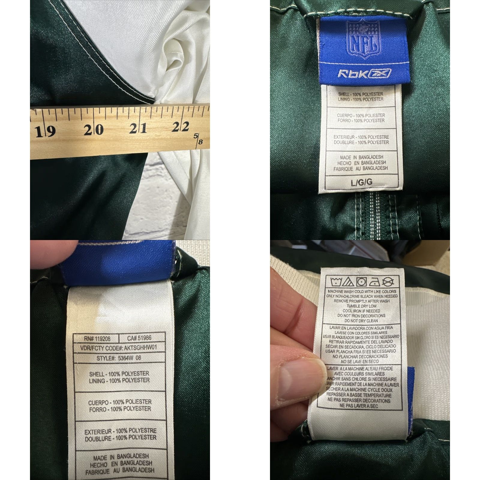 Reebok VINTAGE Reebok NFL Women's New York Jets Satin Bomber Jacket L Green Jets Sports Womens Short Full Zip Size L / US 10 / IT 46 - 8 Thumbnail