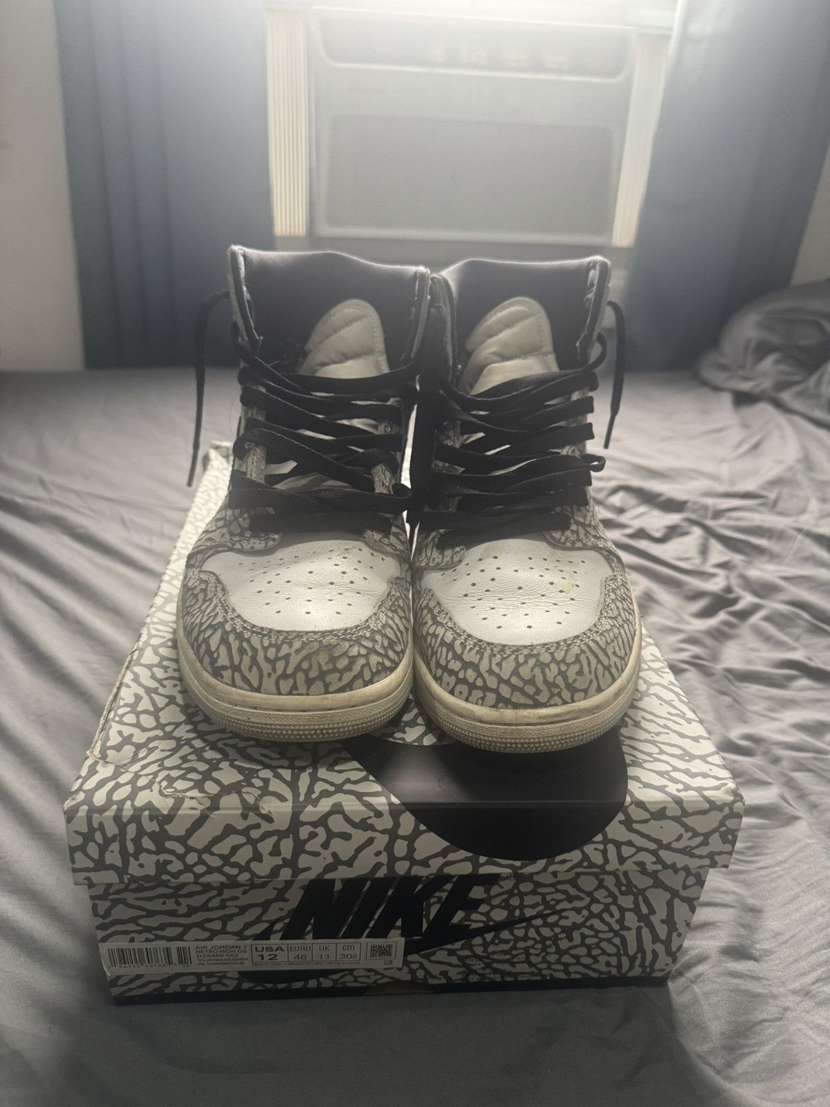 Air Jordan Retro High OG “White Cement” Elephant Print Blk