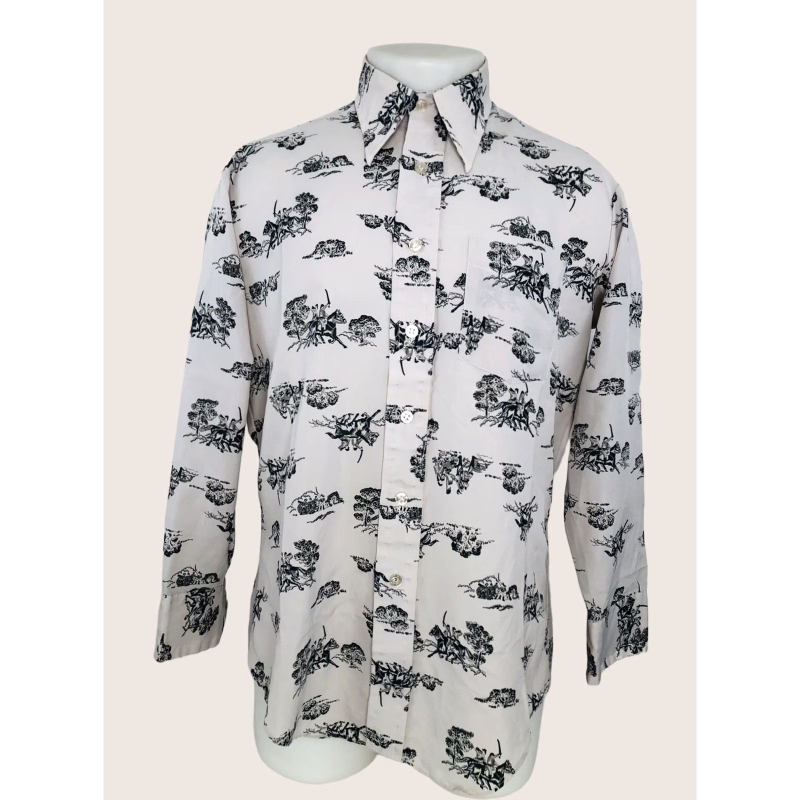 Vintage VINTAGE Civil War BATTLE SOLDIERS Ultima Military Shirt Lg. Button-Up 60s Men Gray Long Sleeve Soldier Theme Mens Size US L / EU 52-54 / 3 - 1 Thumbnail