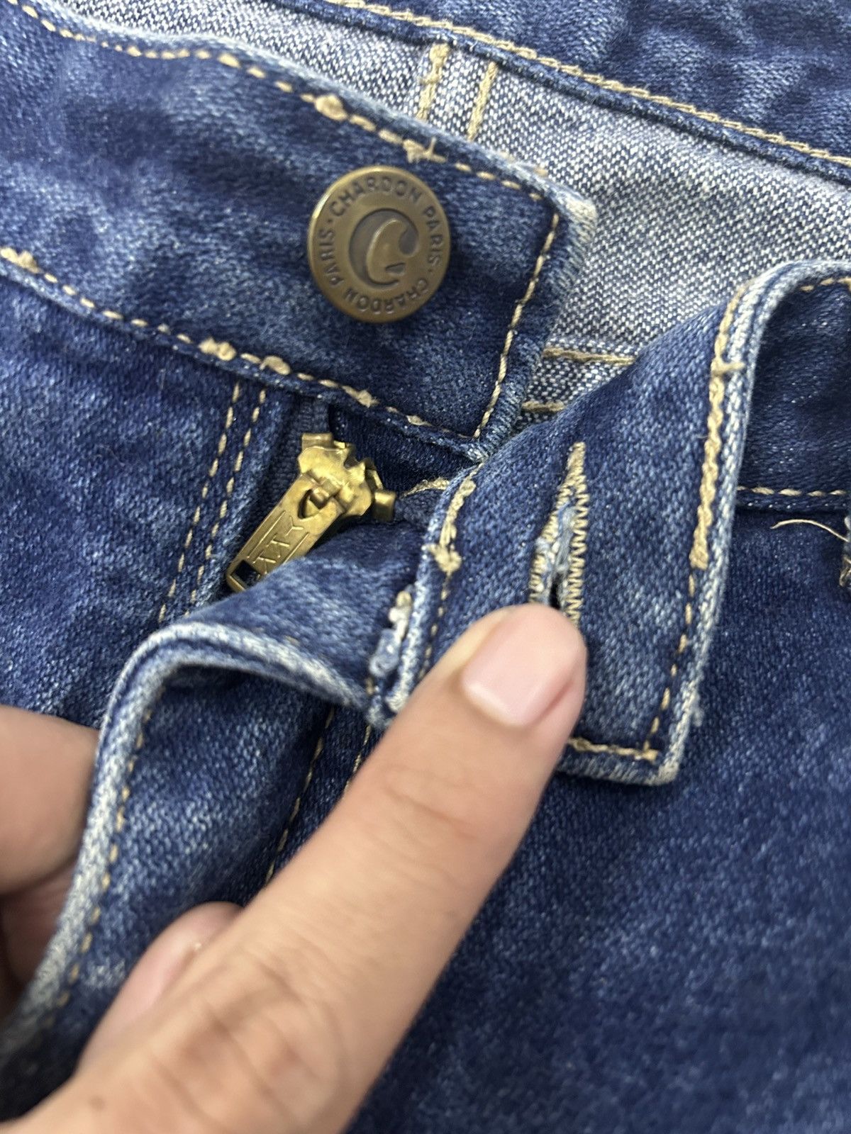 Japanese Brand × Vintage Vintage Chardon Paris Two-Tone High Waisted Flare Jeans Size US 38 / EU 54 - 13 Thumbnail