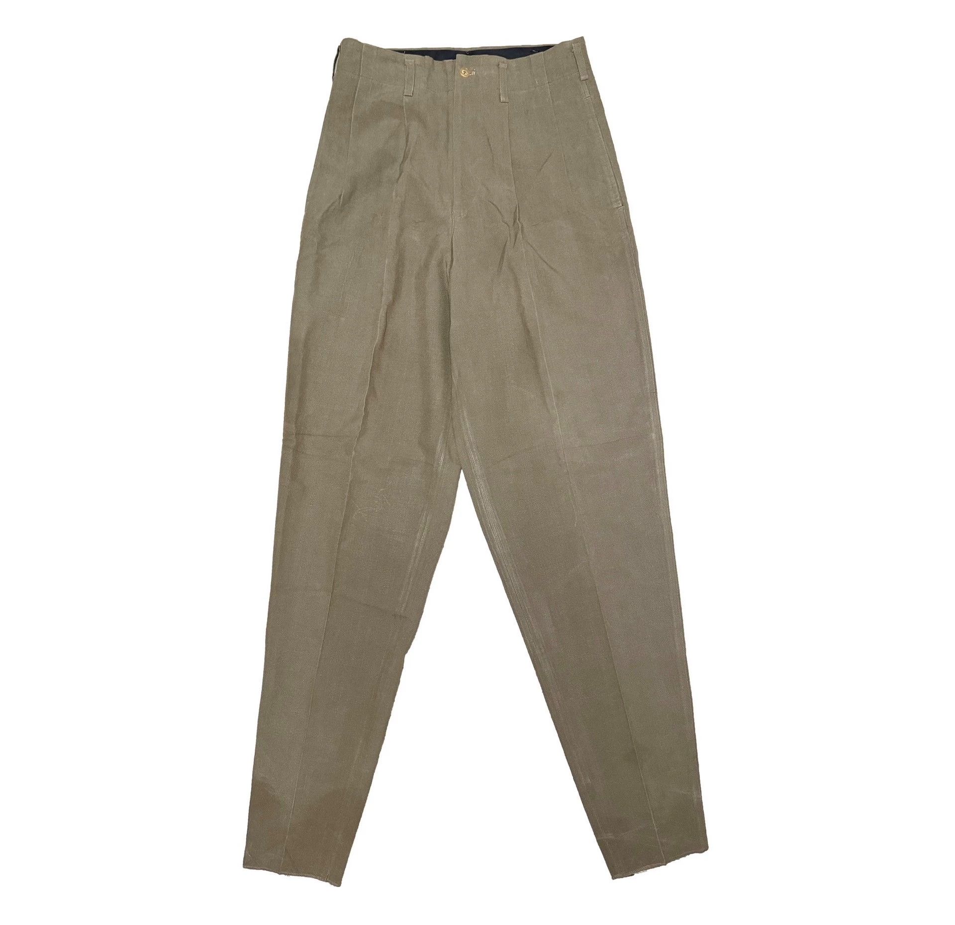 Yohji Yamamoto Yohji Yamamoto Khaki Silk Loose Tapered Pants Size US 30 / EU 46 - 1 Thumbnail