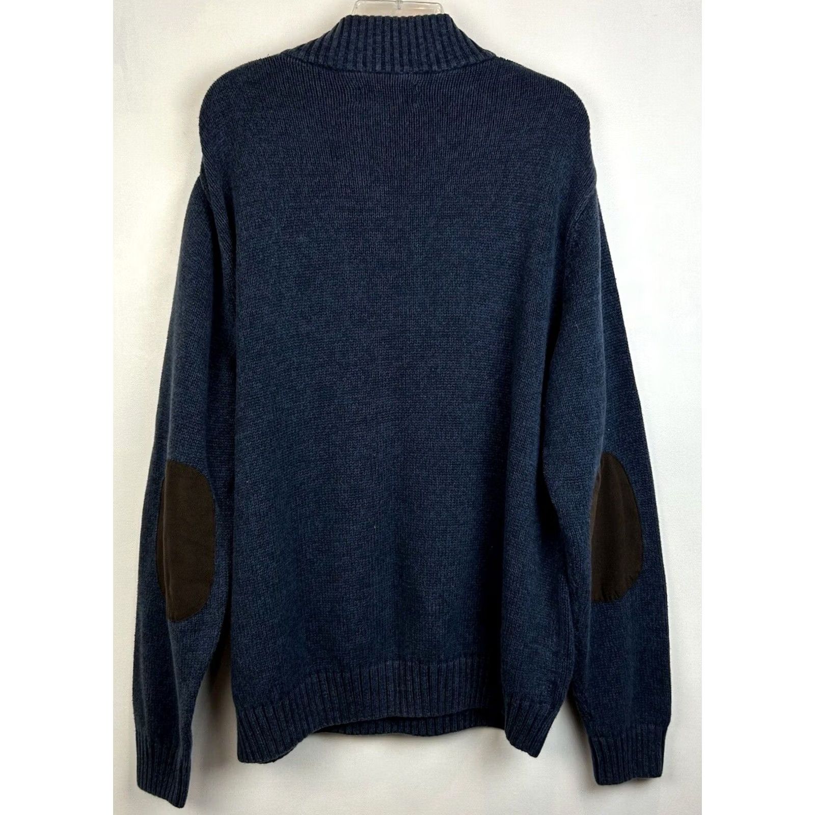 Chaps Chaps Sweater Mens XXL Quarter Button Mock Neck Elbow Patch Blue Cotton Read Size US XXL / EU 58 / 5 - 2 Thumbnail