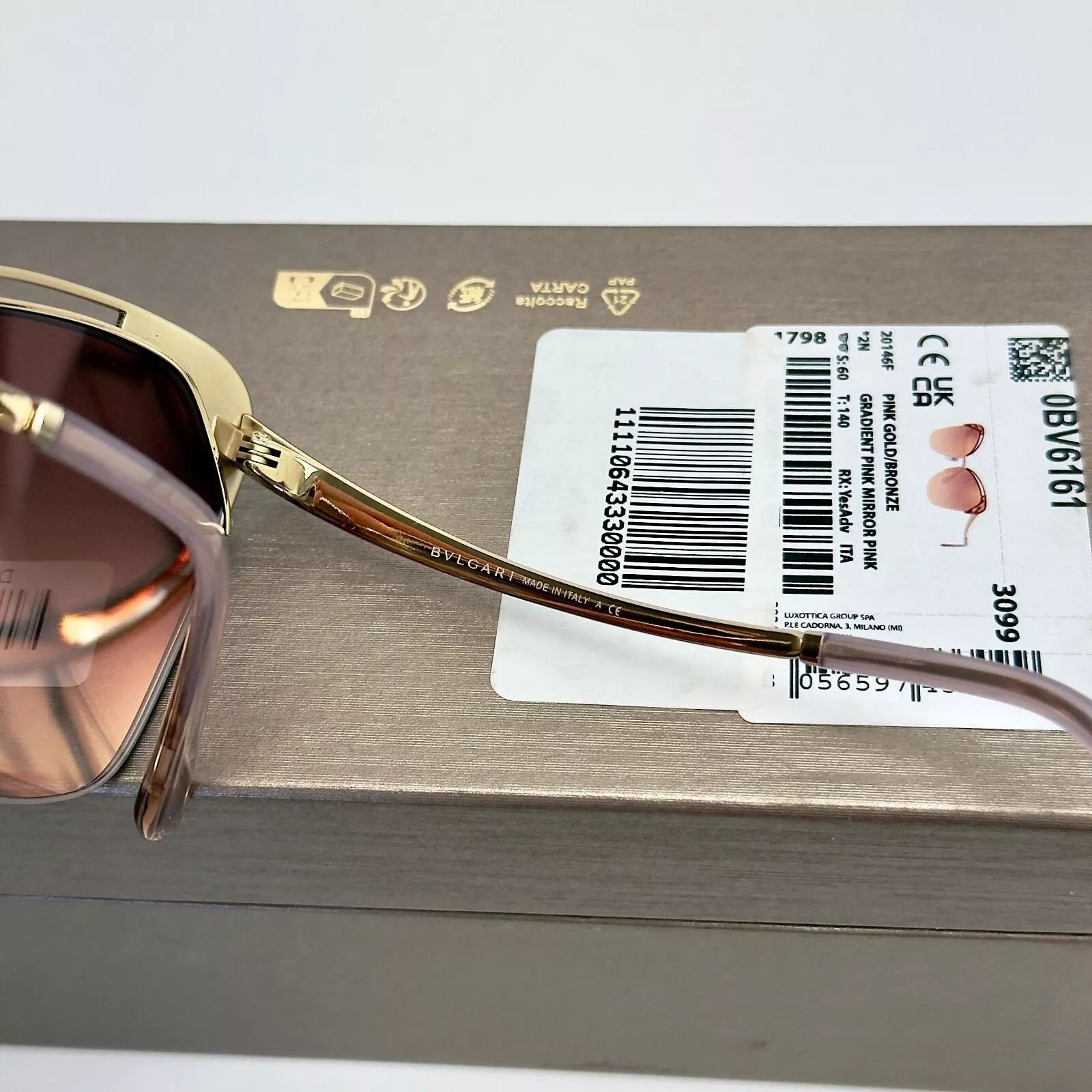 Bvlgari BVLGARI Serpenti BV6161 Pink Mirrored Enamel Sunglasses 6161 Size ONE SIZE - 9 Thumbnail