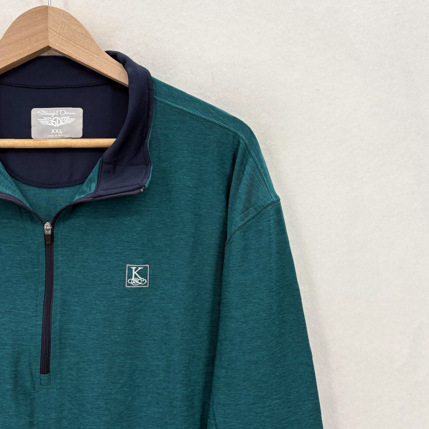Logo 7 Straight Down Mens 2XL Green Quarter Zip Pullover Golf Logo Stretch Performance Hoodie Shirt Size US XXL / EU 58 / 5 - 2 Thumbnail