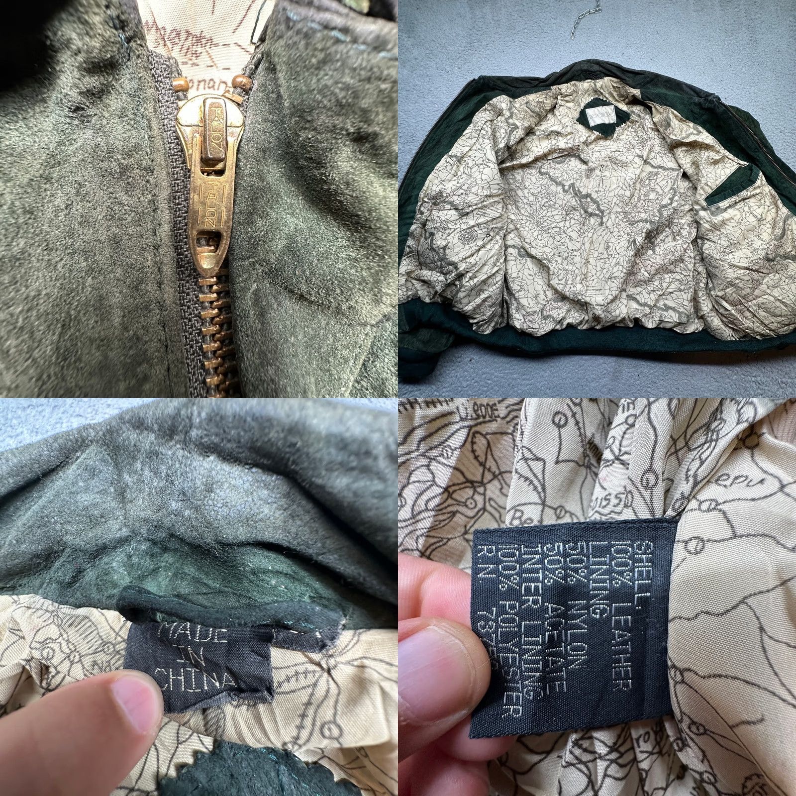 Vintage VINTAGE Repertoire Leather Bomber Aviator Flight Jacket Mens XL Green Map Lined Size US XL / EU 56 / 4 - 8 Thumbnail