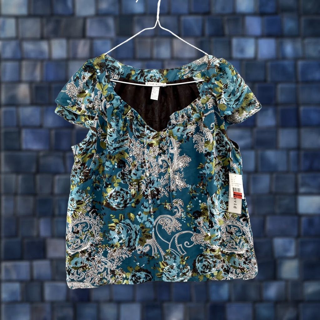 FRED Fred David Boho Shirt Blouse Paisley Sheer V-Neck L Multicolor Womens XS? Size L / US 10 / IT 46 - 1 Thumbnail