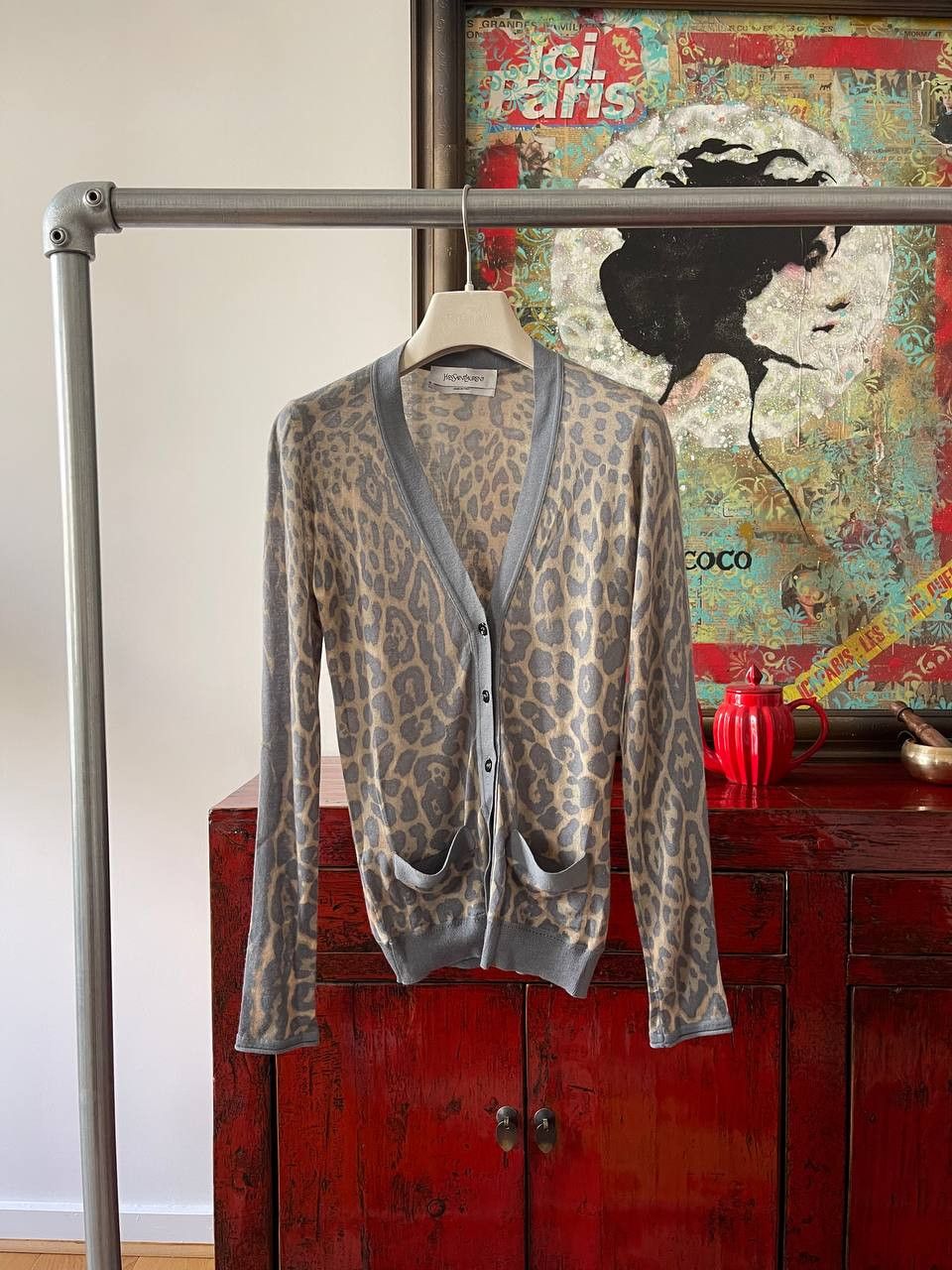Yves Saint Laurent Yves Saint Laurent Leopard Cashmere Cardigan Size S / US 4 / IT 40 - 1 Thumbnail