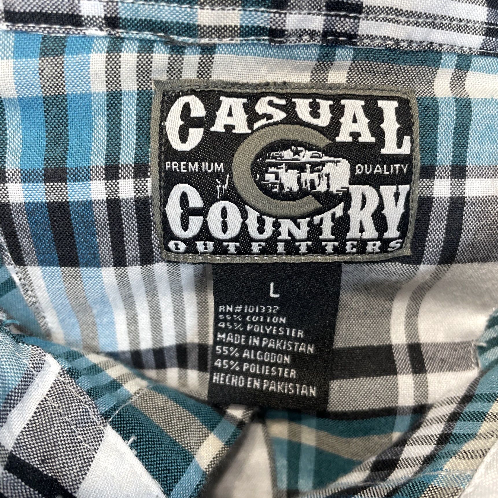 Urban Outfitters VINTAGE Outfitters Mens Long Sleeve Plaid Pearl Snap Button-Up Shirt Casual Large Blue Countries Size US L / EU 52-54 / 3 - 2 Thumbnail
