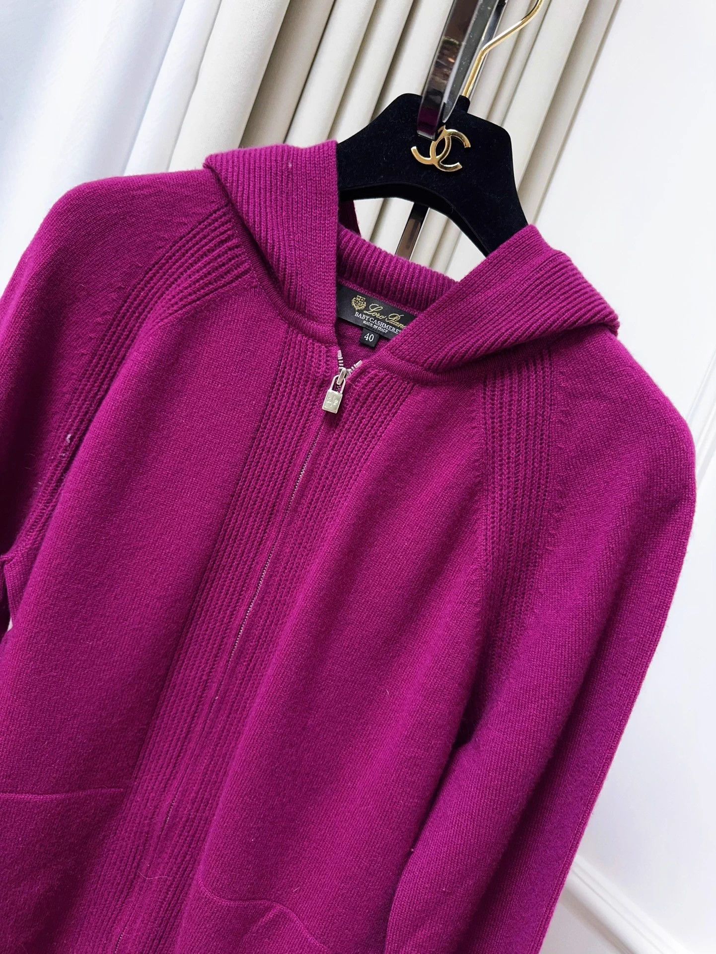 Loro Piana LP fuchsia cashmere knit jacket 40 Size M / US 6-8 / IT 42-44 - 3 Thumbnail