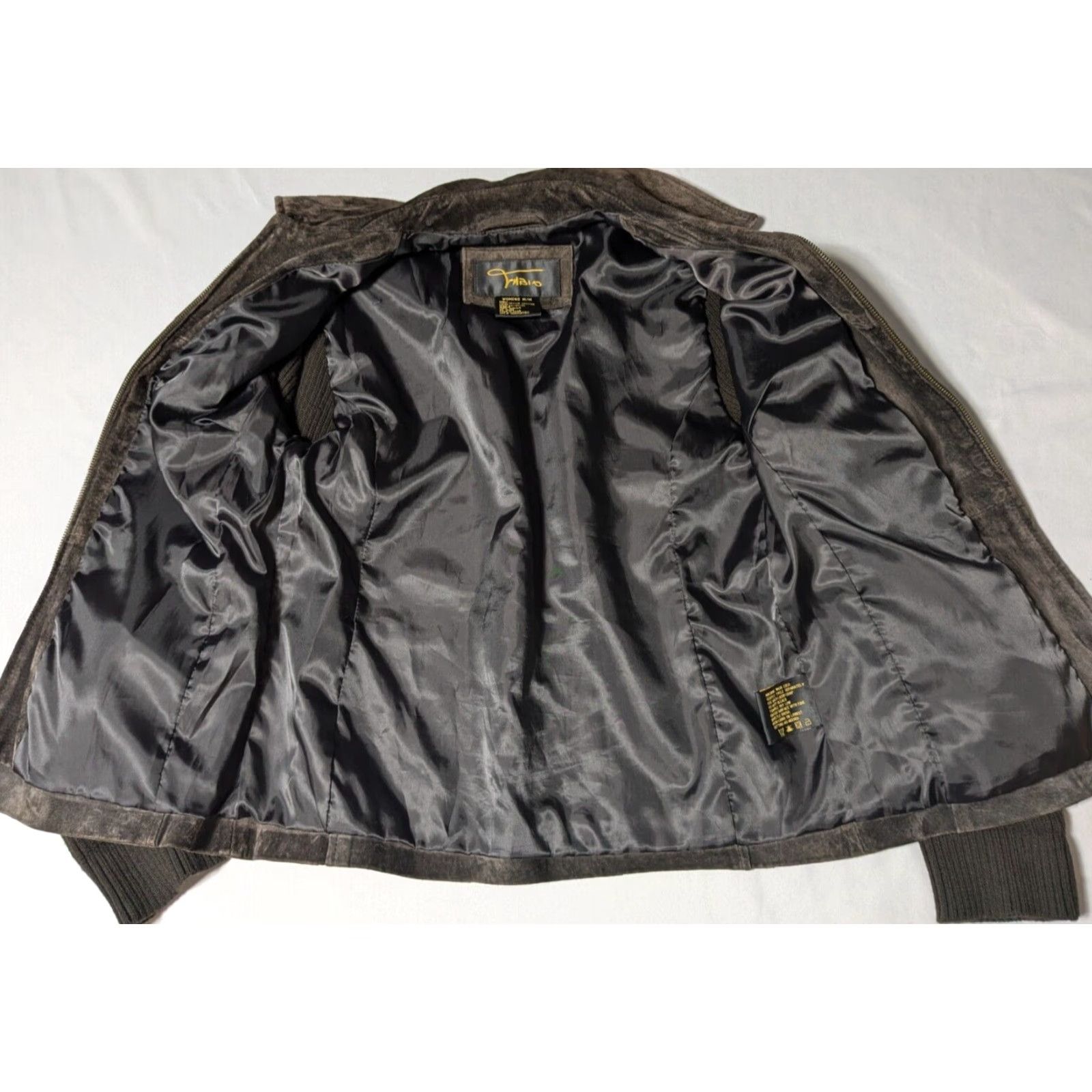 FABI VINTAGE Fabio LEATHER x ACRYLIC SLEEVES Women Medium Brown Mixed Material Jacket Size M / US 6-8 / IT 42-44 - 3 Thumbnail