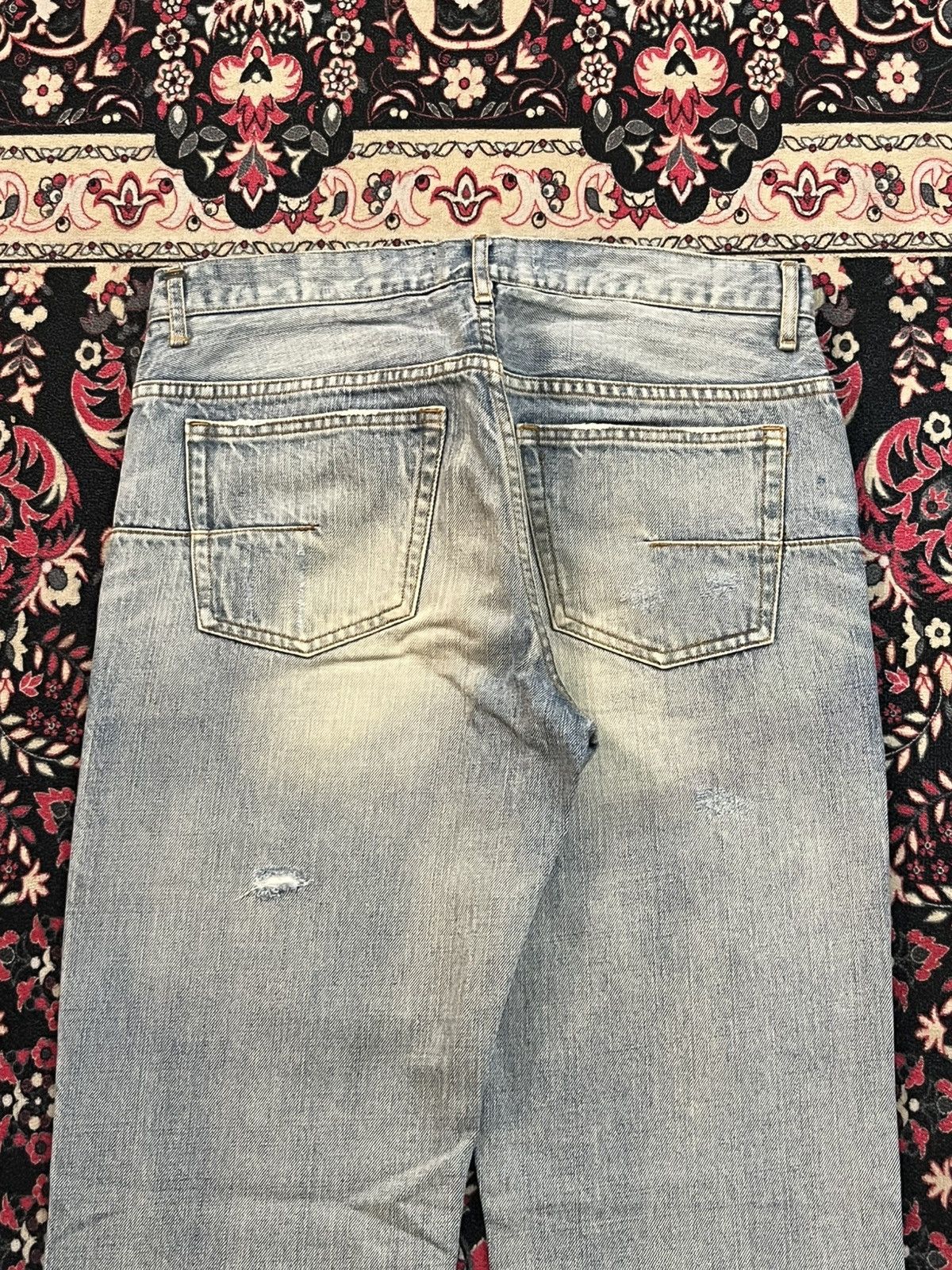 Yohji Yamamoto Ined Homme Light Washed Faded Distressed Straight Jeans Size US 31 - 9 Thumbnail