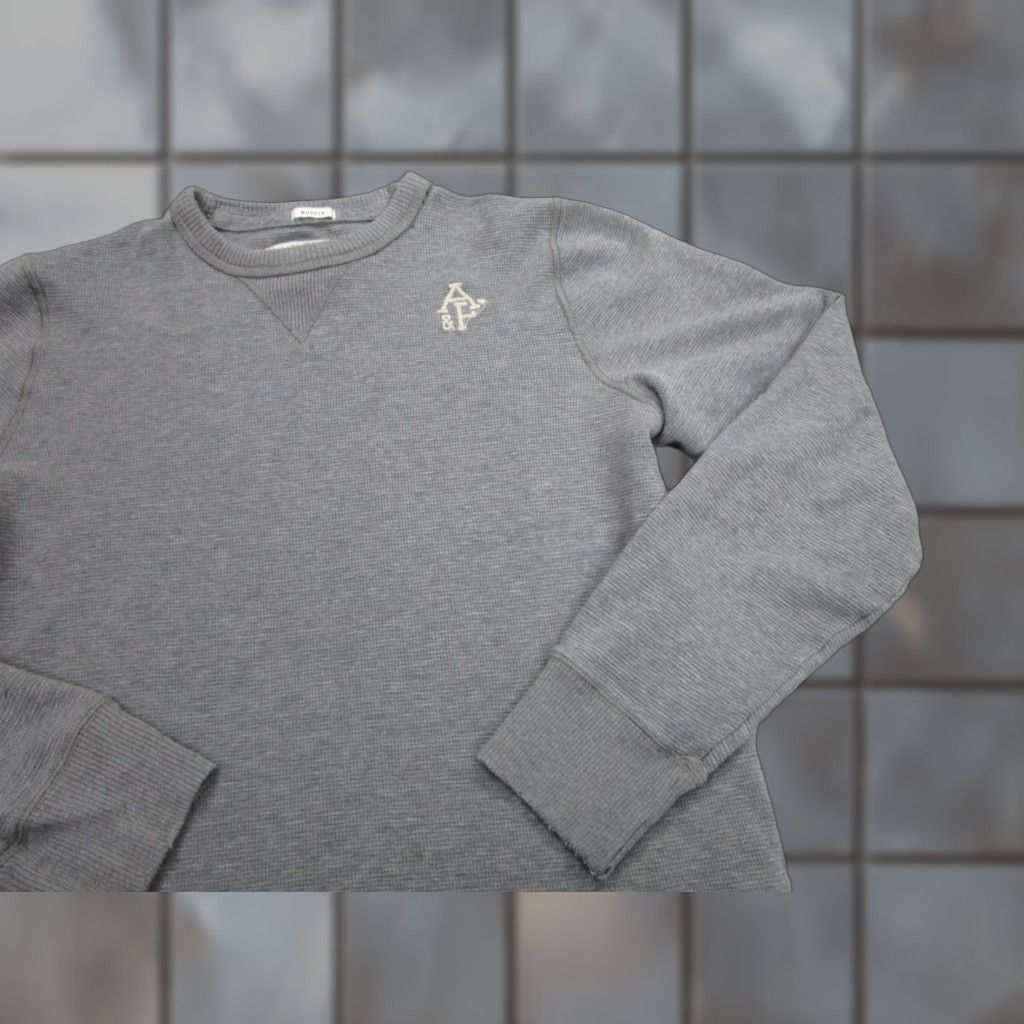 Abercrombie & Fitch VINTAGE Abercrombie & Fitch Shirt Mens 2XL Muscle Waffle-Knit Thermal Gray Crew Neck Pullover Sweater Mens Size US XXL / EU 58 / 5 - 1 Thumbnail