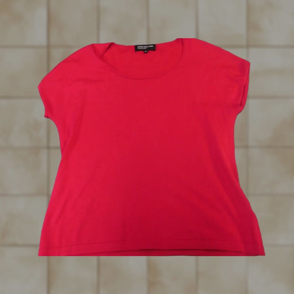 Jones New York Jones New York Blouse Shirt Womens Medium Pink Crew Neck Short Sleeve Pullover Classic Stretch Casual 90s? Size M / US 6-8 / IT 42-44 - 1 Thumbnail