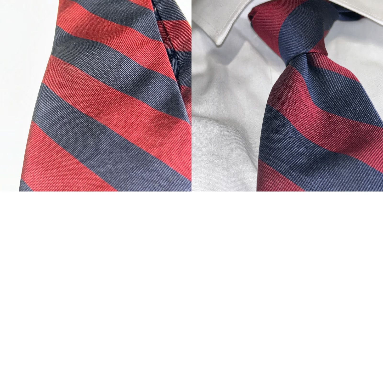 Vintage VINTAGE Allen Solly Neck Tie Silk Repp Red Blue Stripe Merlot Dark Academia Preppy USA Made England Lolly Men Size ONE SIZE - 8 Thumbnail