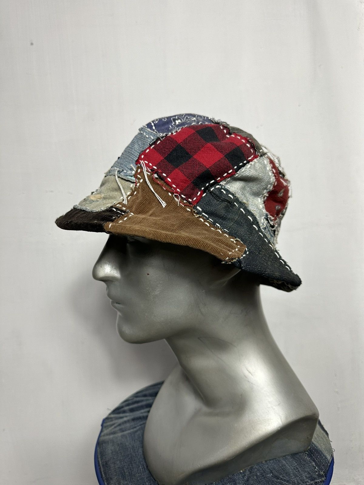 Handmade Custom Made Patchwork Denim Bucket Hats Size ONE SIZE - 3 Thumbnail