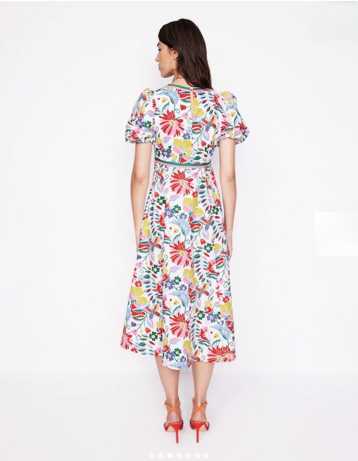 Boden Boden wild flower puff sleeve high neck midi linen cotton Size M / US 6-8 / IT 42-44 - 3 Thumbnail