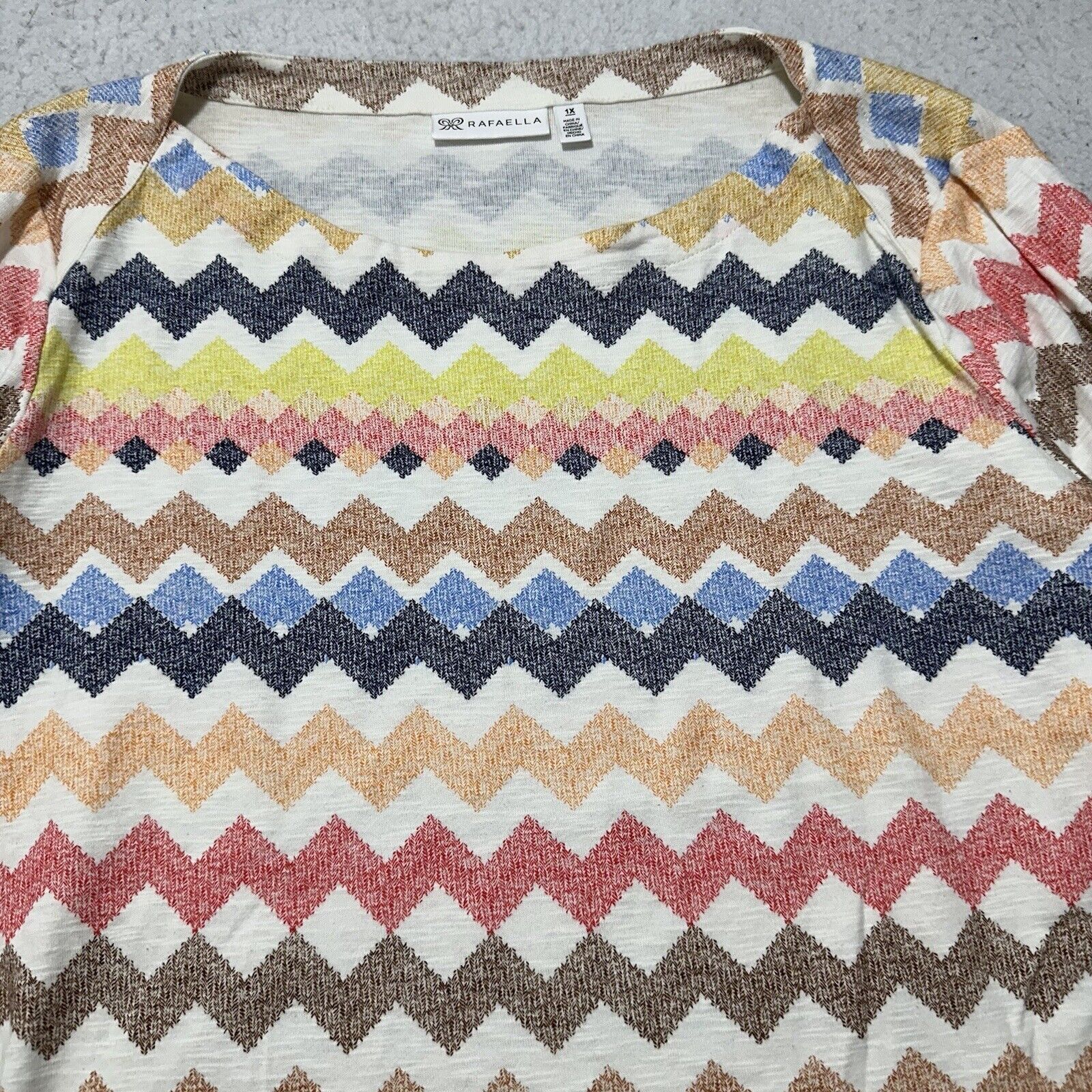 Other Rafaella 1X Chevron Striped Lightweight Sweater Knit Top Size XL / US 12-14 / IT 48-50 - 2 Thumbnail