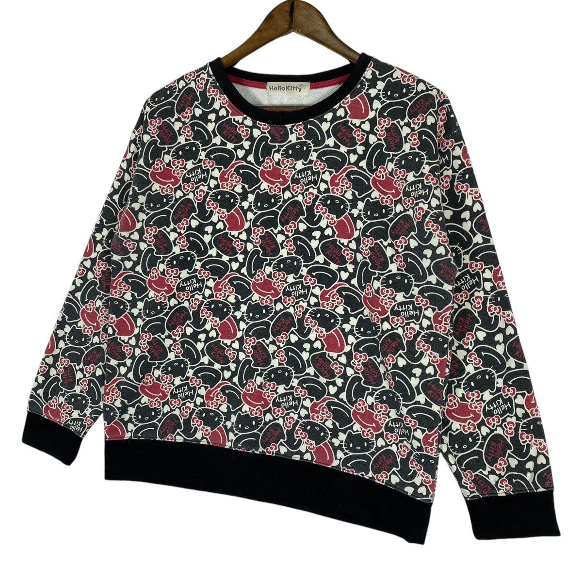 Japanese Brand × Vintage Vintage Hello Kitty Sweatshirt Crewneck Black Pullover Size XL / US 12-14 / IT 48-50 - 2 Thumbnail