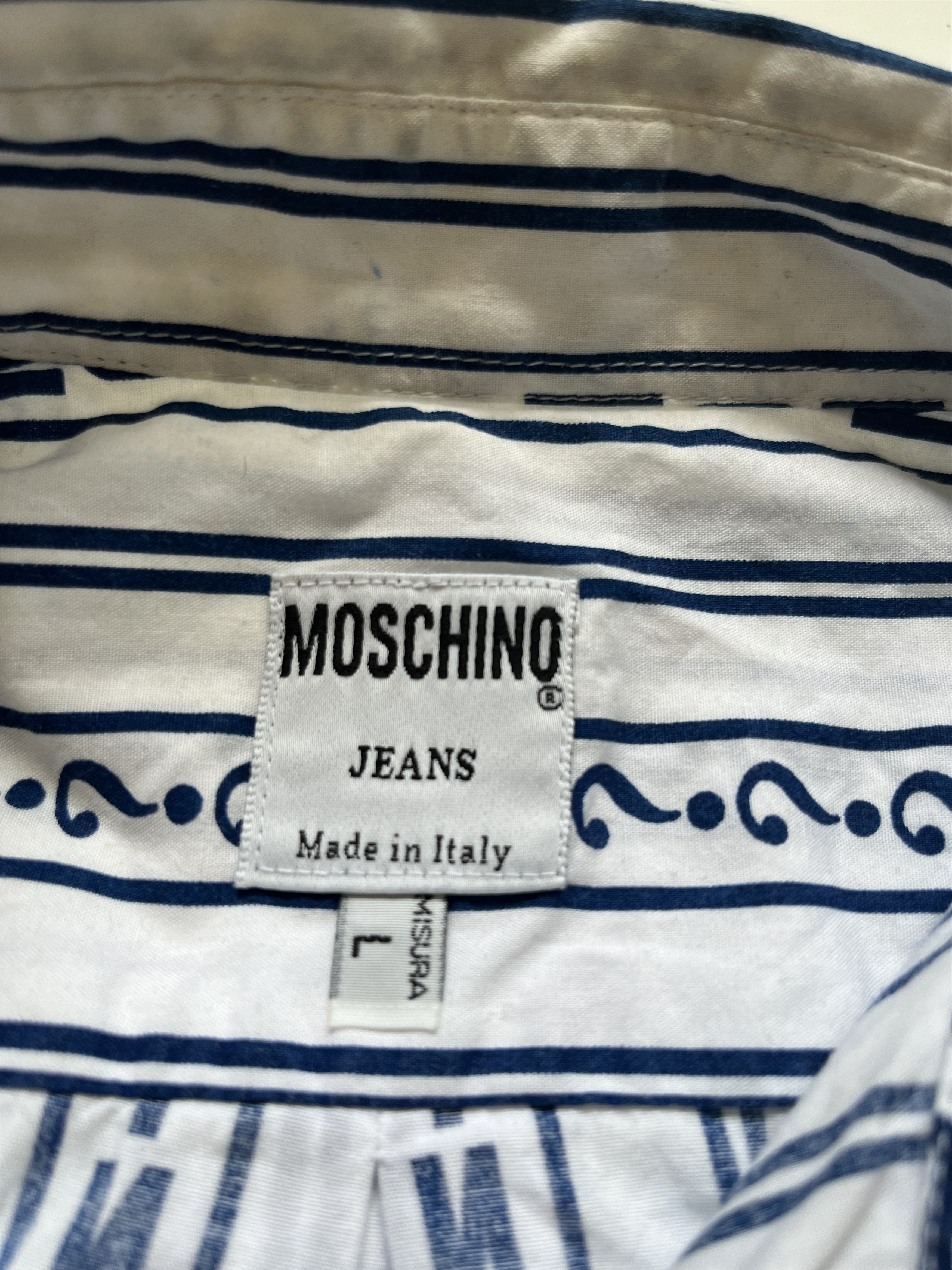 Moschino Camisa Vintage 1997 Moschino Jeans Rayada Con Logos Size US L / EU 52-54 / 3 - 2 Thumbnail