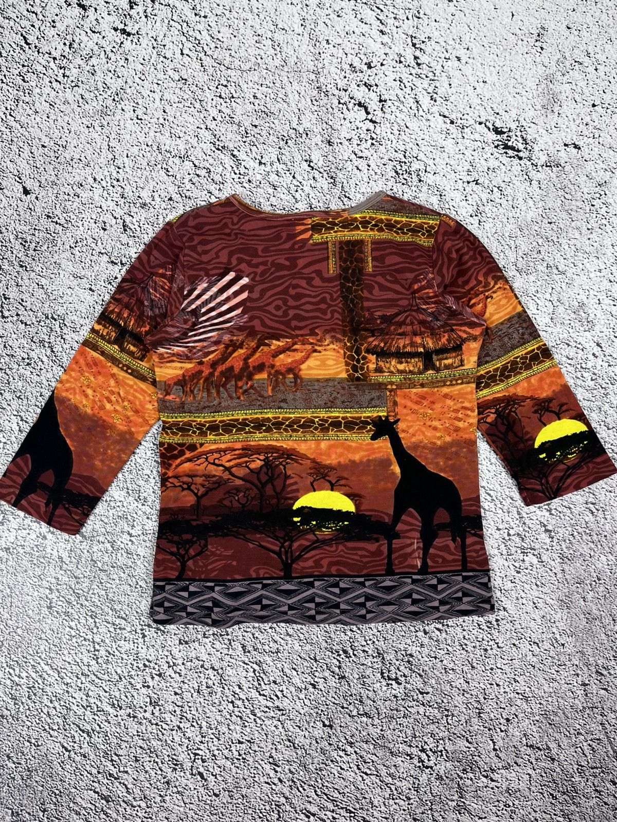 Japanese Brand Vintage 90s African Safari Giraffe Sunset Beaded Top Size M / US 6-8 / IT 42-44 - 7 Thumbnail
