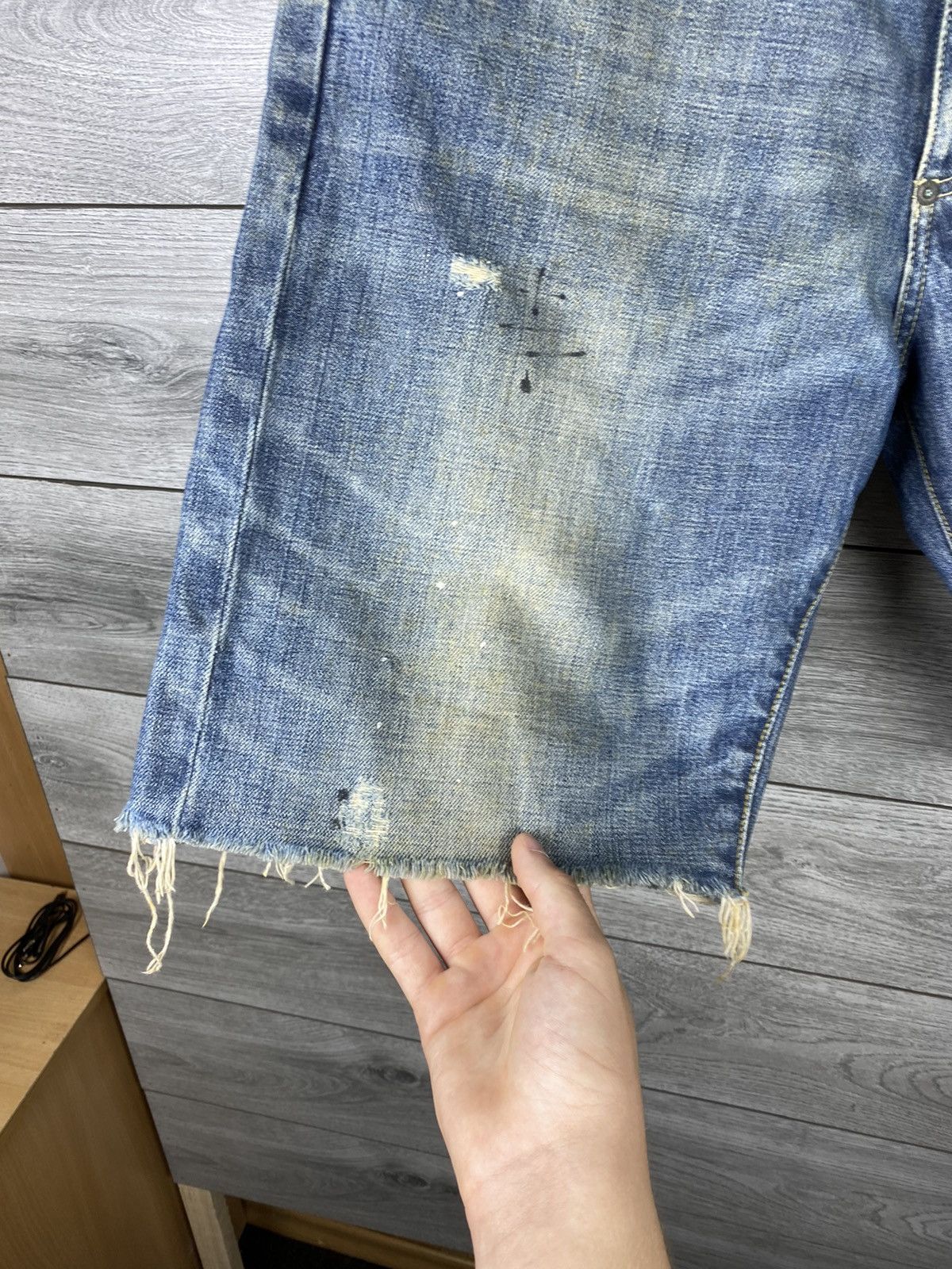 Allsaints Mens Vintage Allsaints Denim Distressed Shorts Y2K Size US 34 / EU 50 - 2 Thumbnail