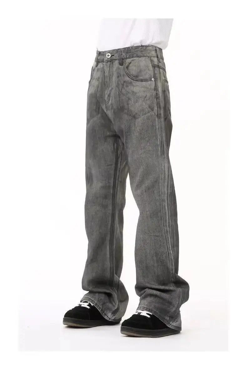 Japanese Brand Gray Stacked Washed Wide Leg Denim Jeans Size US 32 / EU 48 - 3 Thumbnail