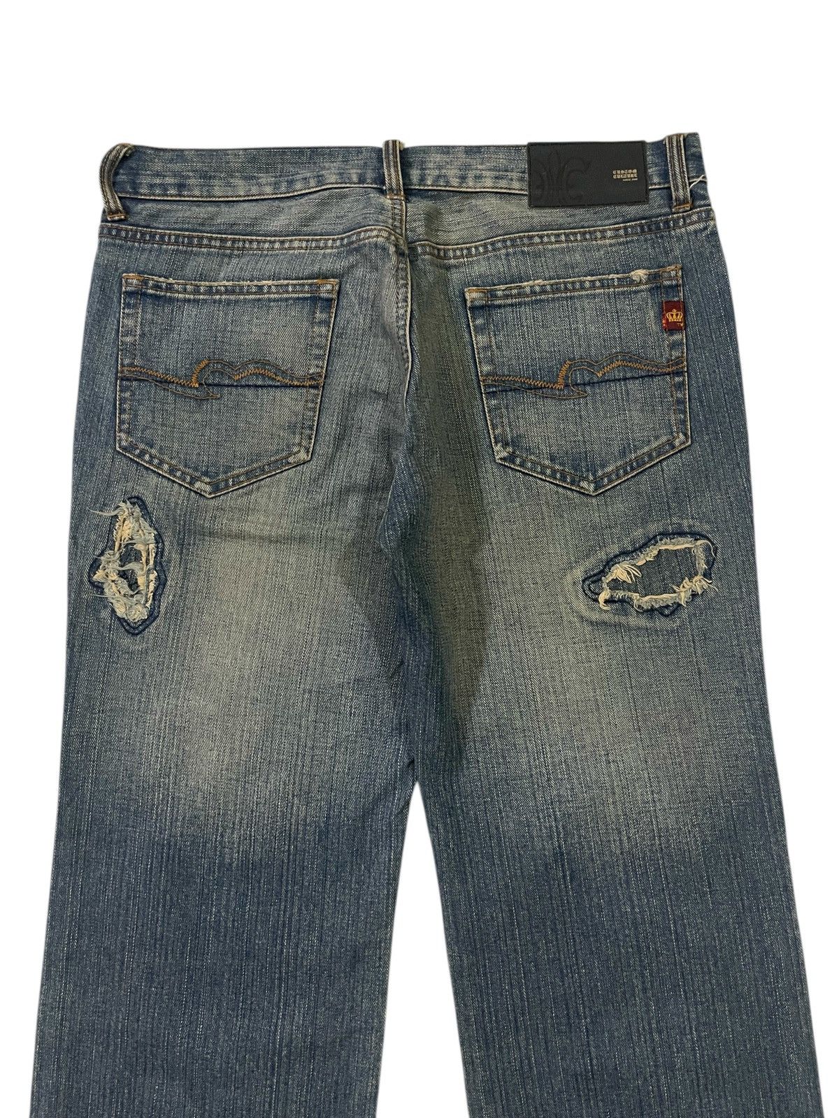 Japanese Brand Custom Culture Damage Repaired Straight Denim DAIRIKU Styled Size US 33 - 11 Thumbnail